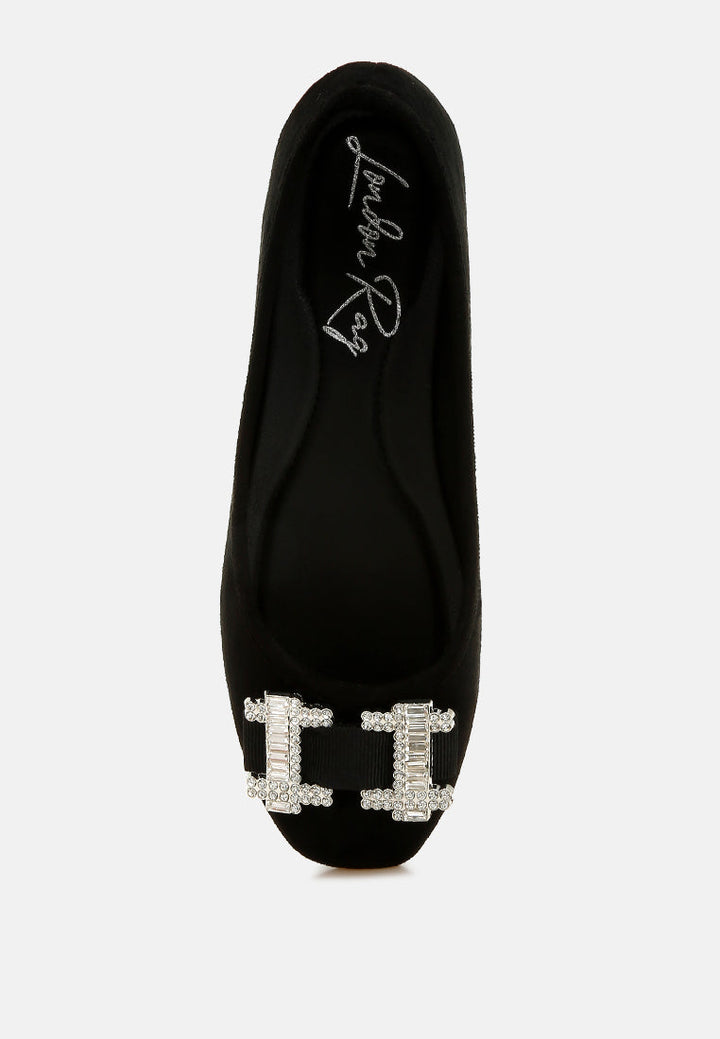 rhinestone buckle detail ballerinas by ruw#color_black