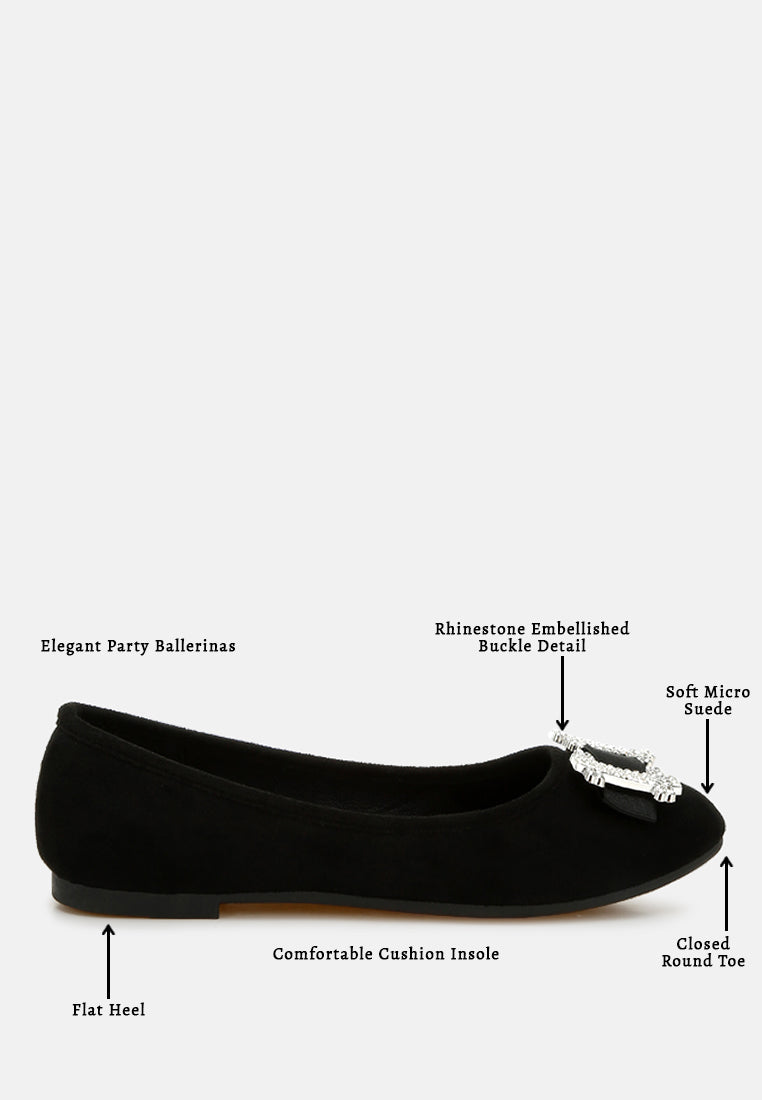 rhinestone buckle detail ballerinas by ruw#color_black