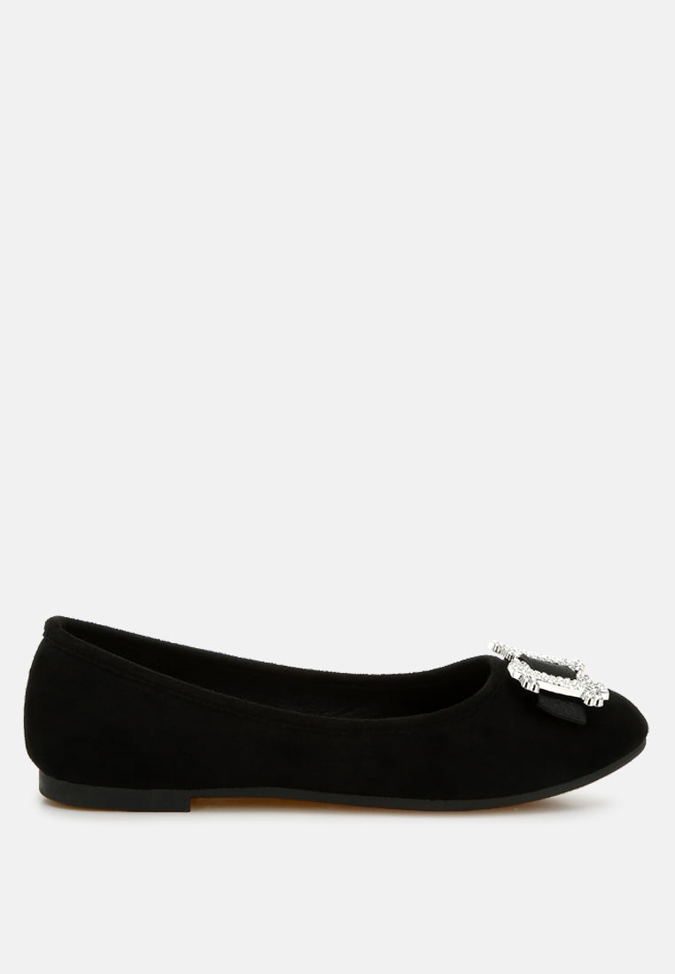 rhinestone buckle detail ballerinas by ruw#color_black