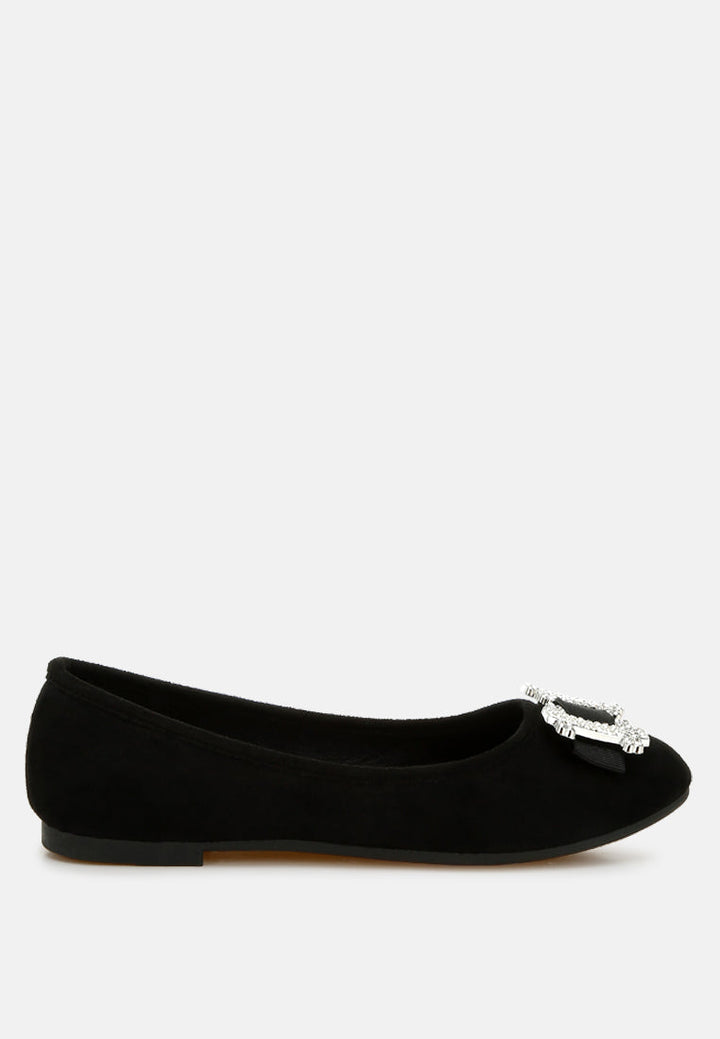 rhinestone buckle detail ballerinas by ruw#color_black