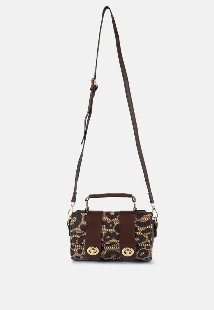 printed sling bag#color_brown