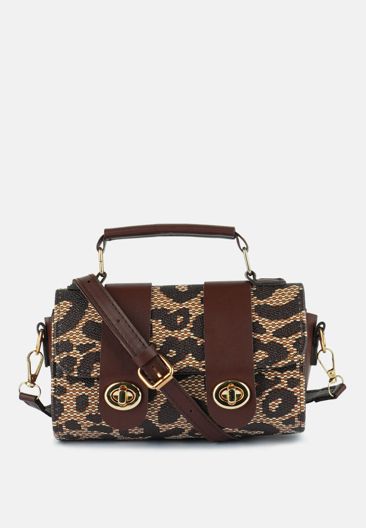 printed sling bag#color_brown