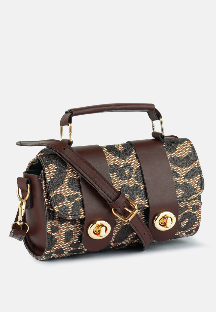 printed sling bag#color_brown