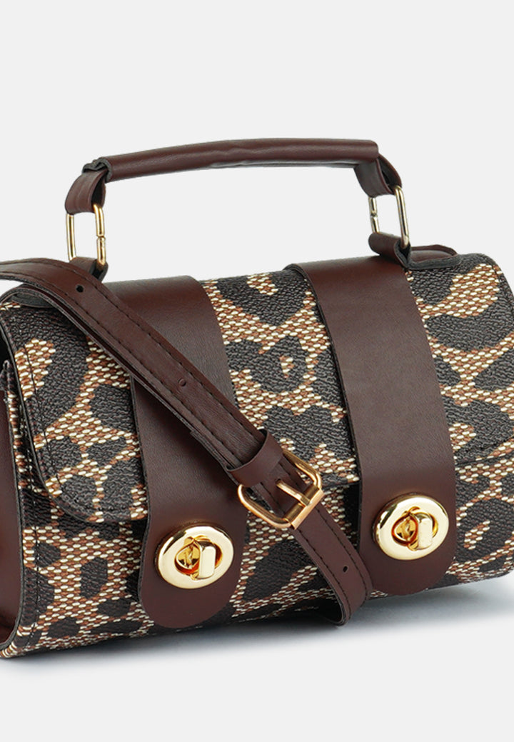 printed sling bag#color_brown