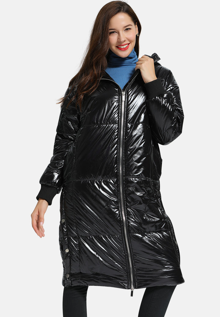puffer long coat#color_black