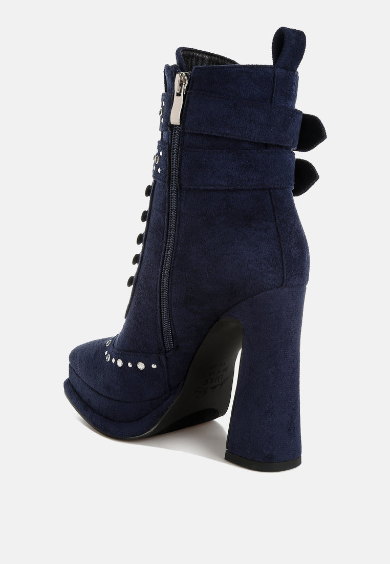 harness detail lace up boots by ruw#color_navy