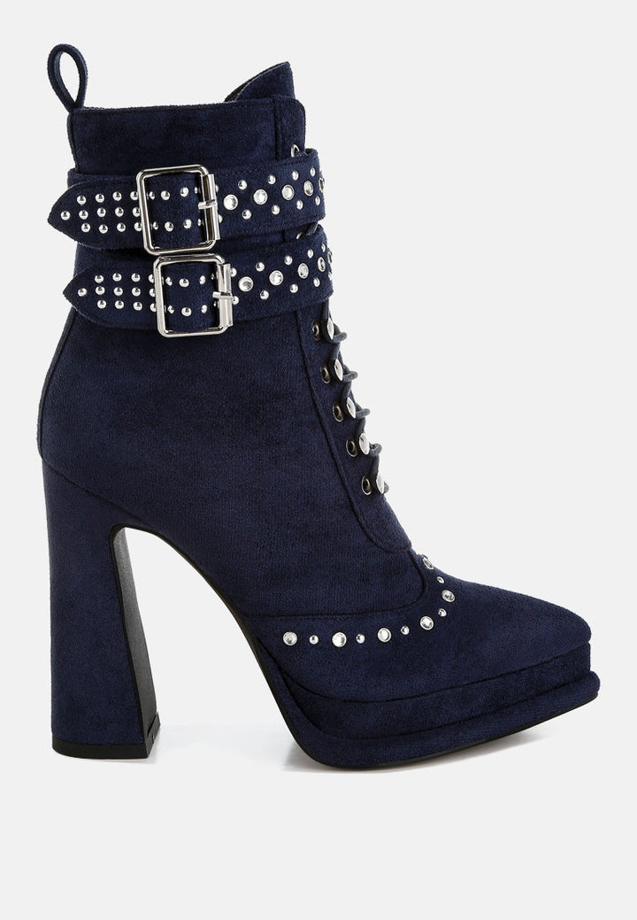 harness detail lace up boots by ruw#color_navy