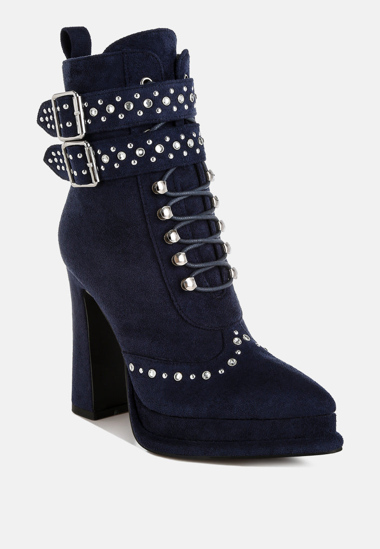 harness detail lace up boots by ruw#color_navy