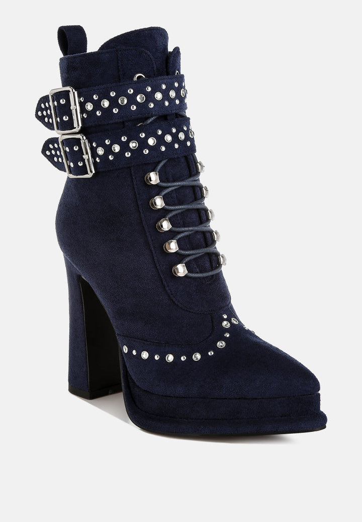 harness detail lace up boots by ruw#color_navy