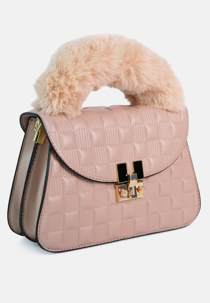 quilted faux leather sling bag#color_beige