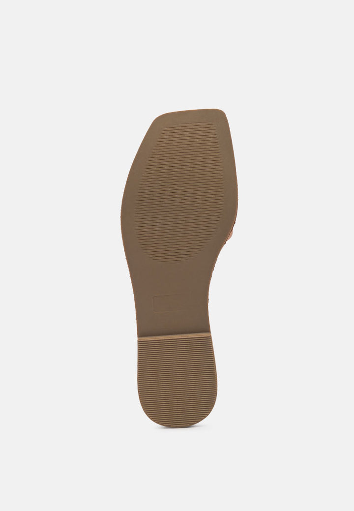 quilted flat slides#color_tan