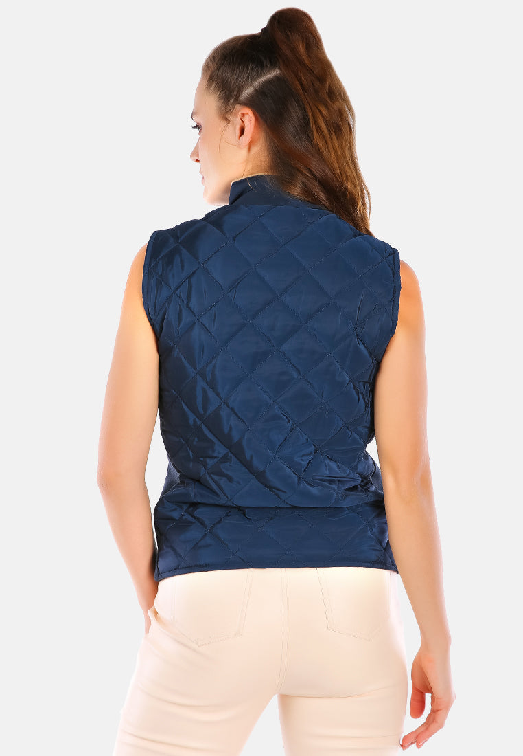 quilted puffer sleeveless jacket#color_navy