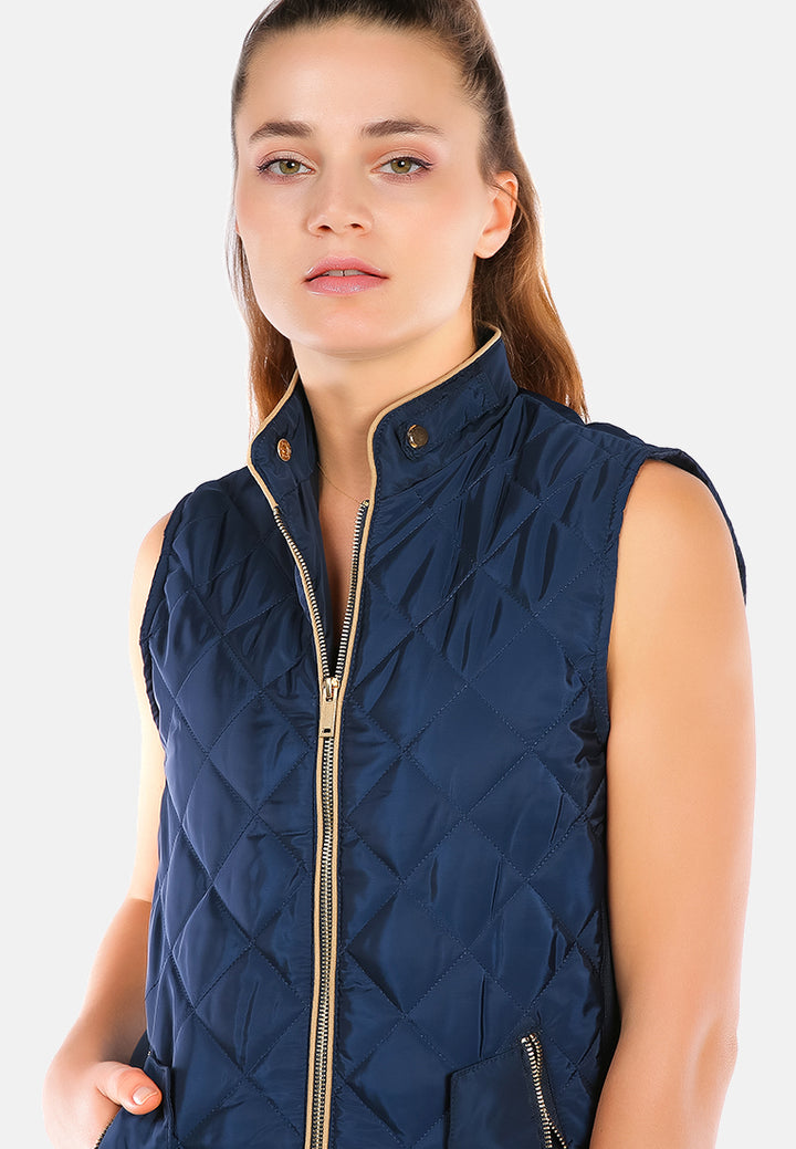 quilted puffer sleeveless jacket#color_navy