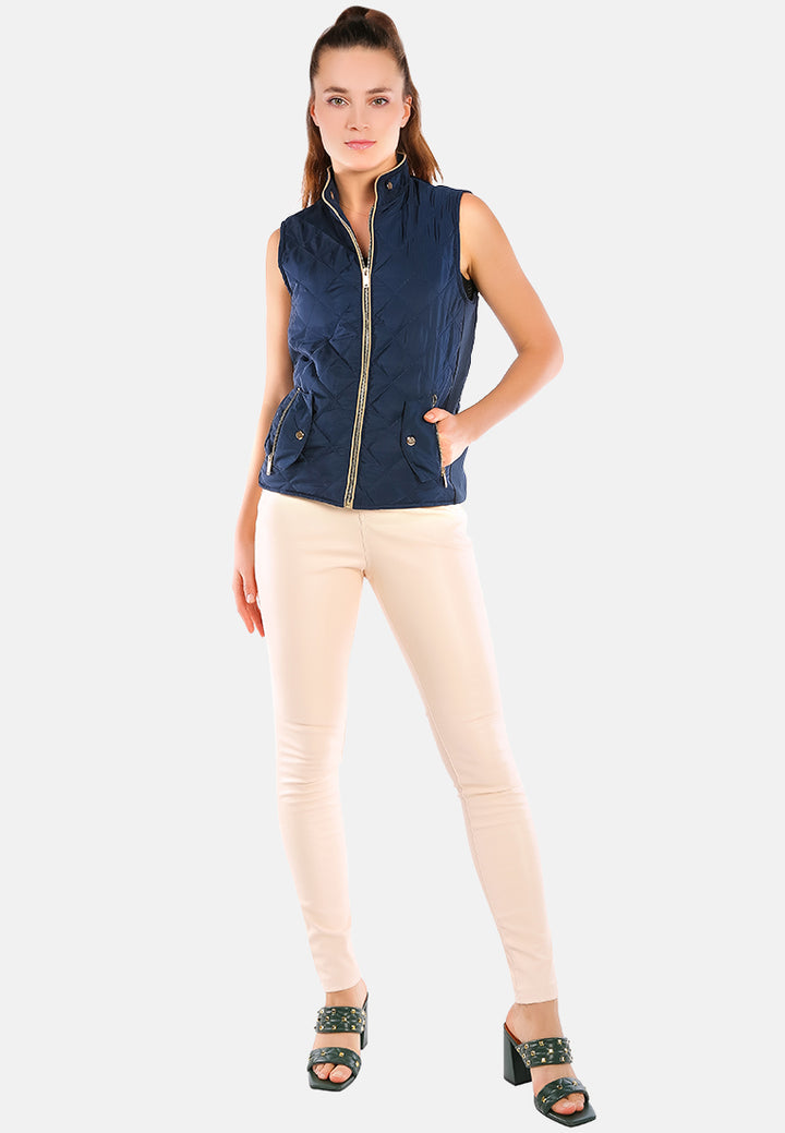 quilted puffer sleeveless jacket#color_navy