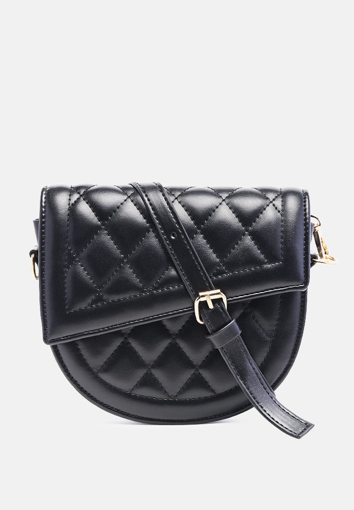 quilted saddle sling bag#color_black