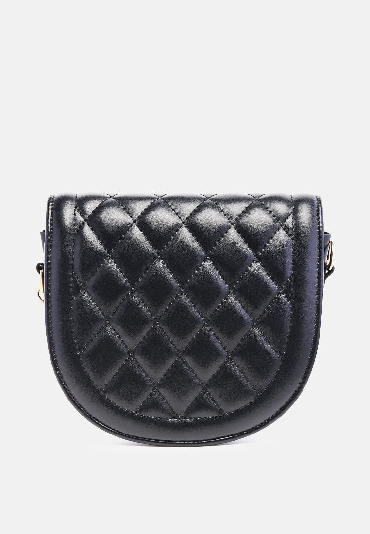 quilted saddle sling bag#color_black