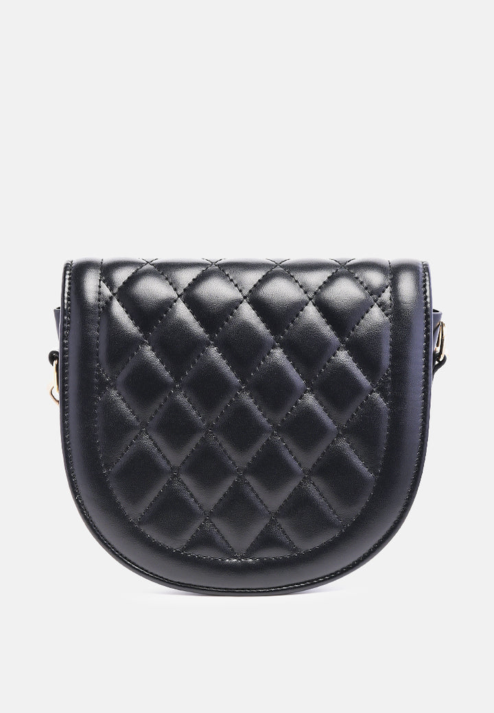 quilted saddle sling bag#color_black