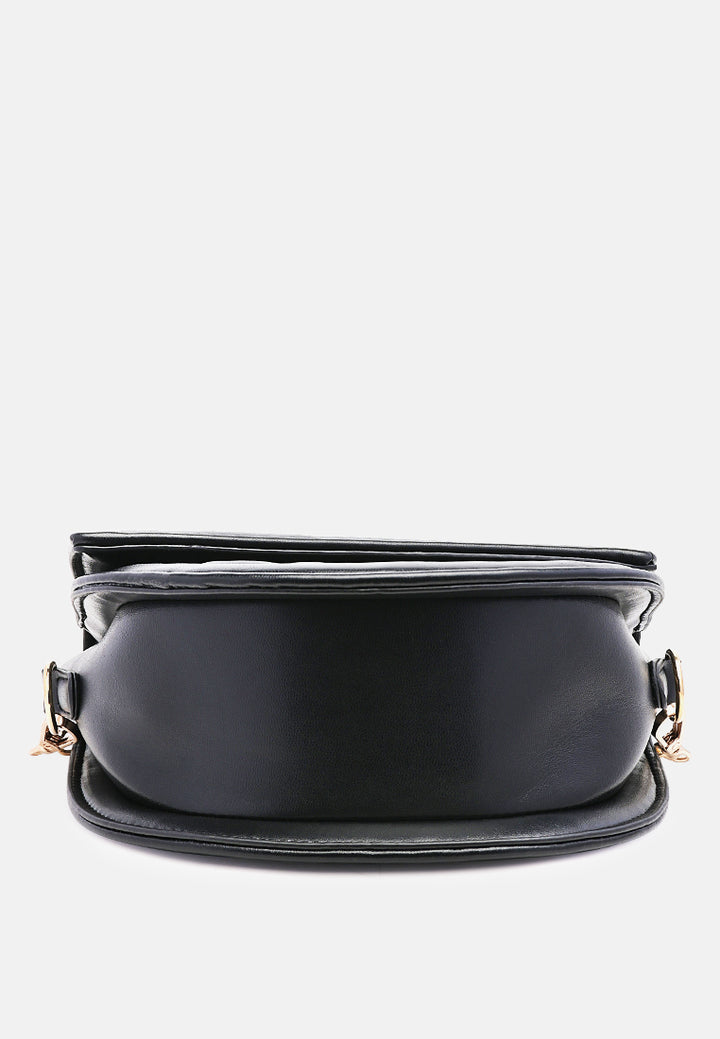 quilted saddle sling bag#color_black