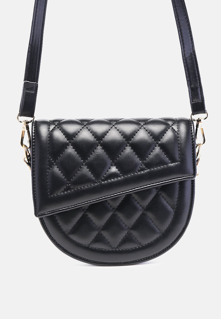 quilted saddle sling bag#color_black