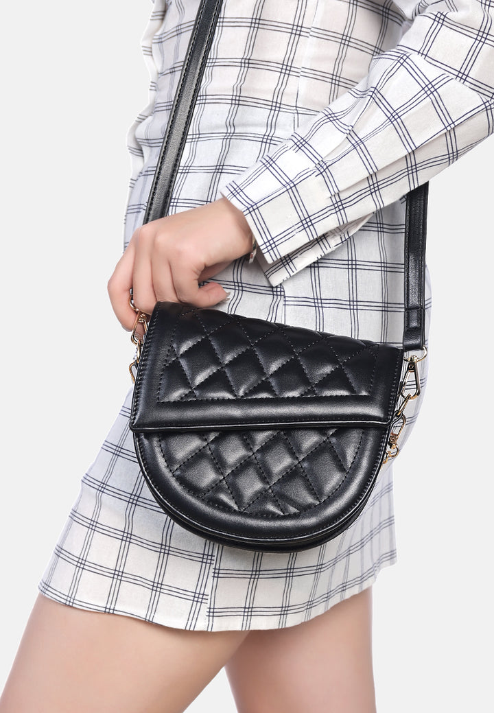 quilted saddle sling bag#color_black