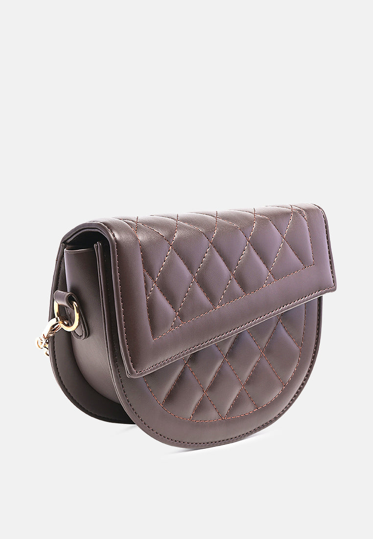 quilted saddle sling bag#color_brown