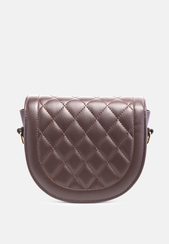 quilted saddle sling bag#color_brown