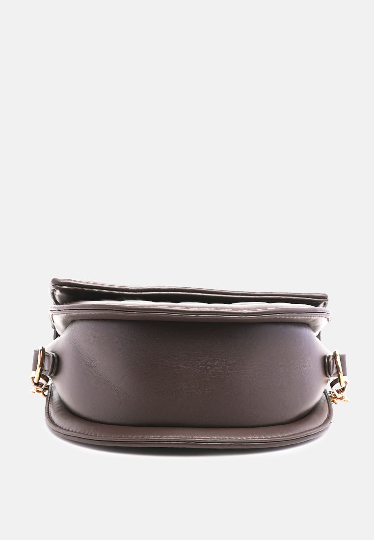 quilted saddle sling bag#color_brown