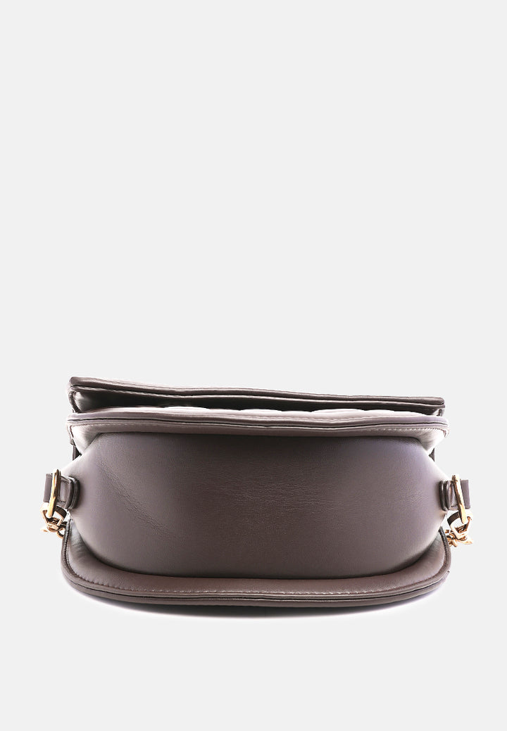 quilted saddle sling bag#color_brown