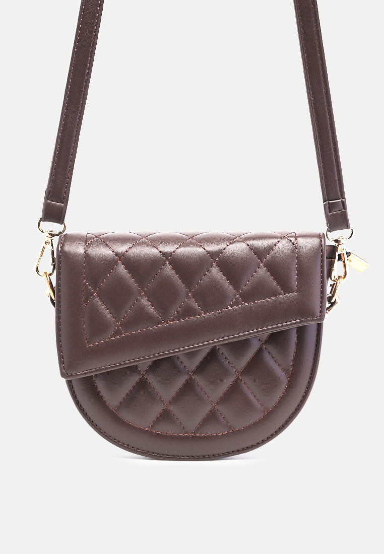 quilted saddle sling bag#color_brown