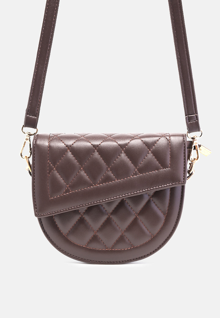 quilted saddle sling bag#color_brown