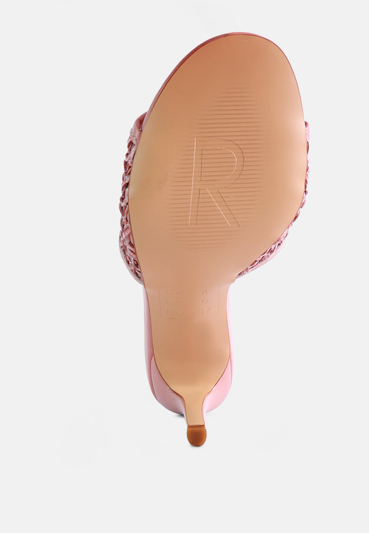 tease woven heeled slides by ruw#color_pink