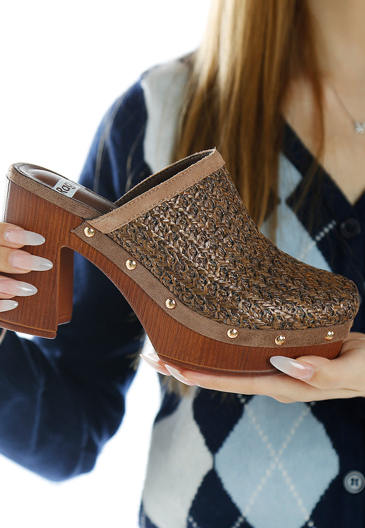 raffia platform clogs by ruw#color_brown