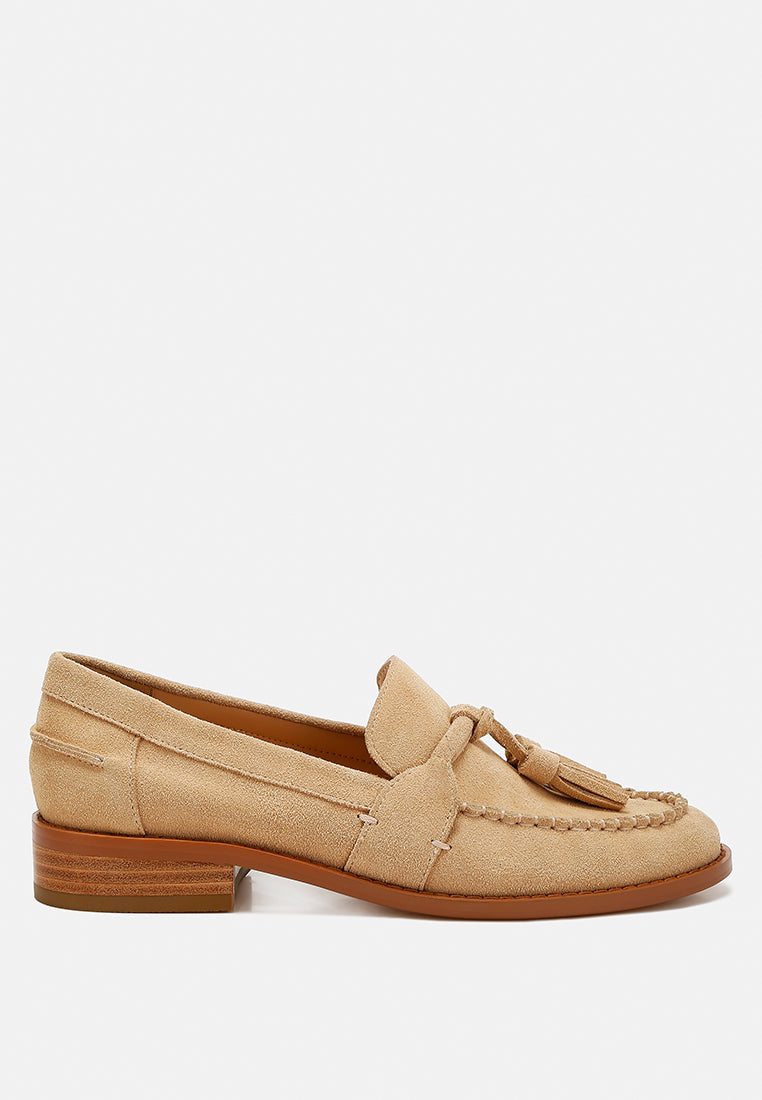 tassels detail suede loafers by ruw#color_beige