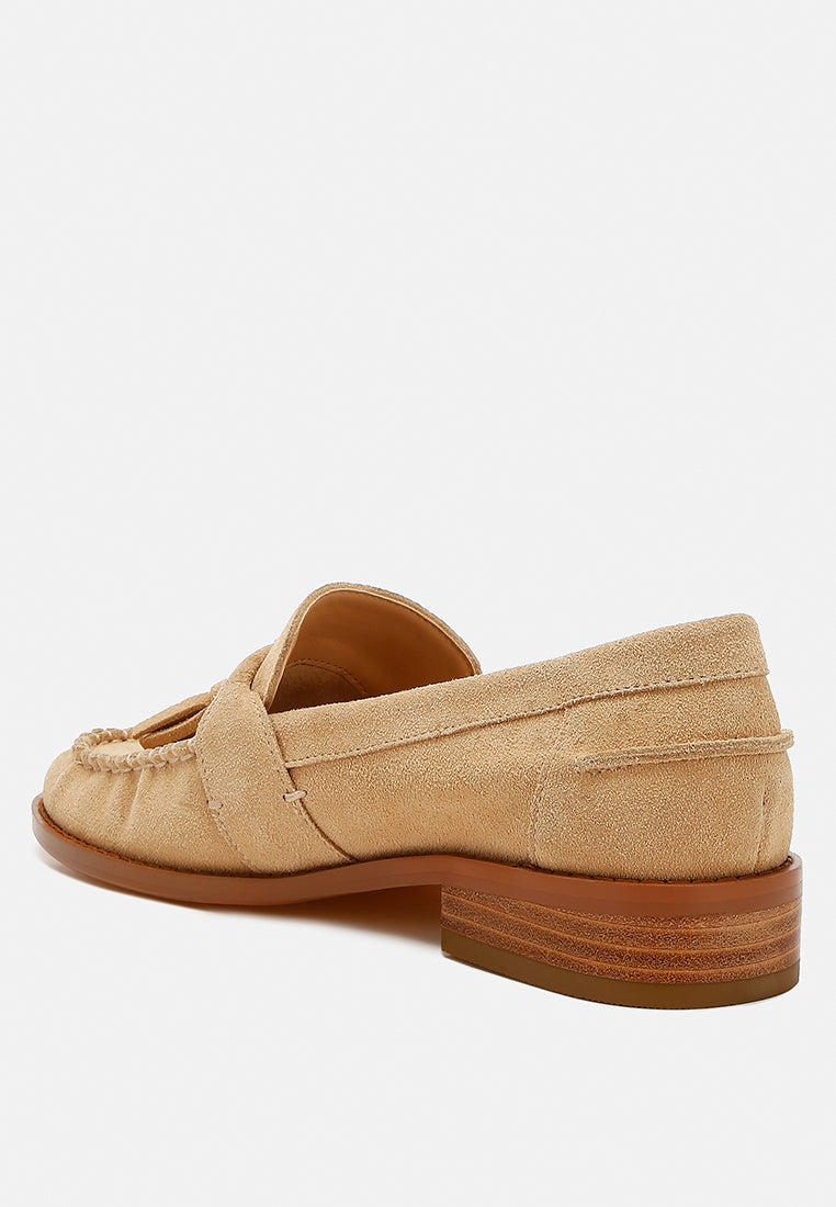 tassels detail suede loafers by ruw#color_beige