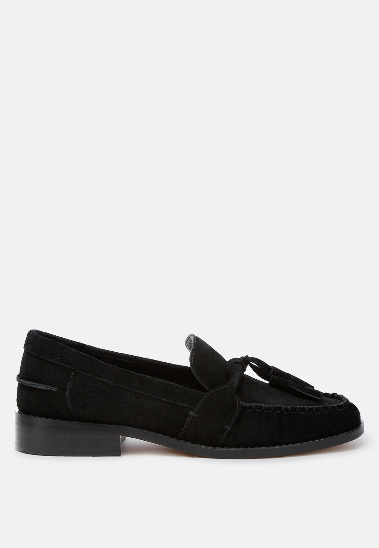 tassels detail suede loafers by ruw#color_black