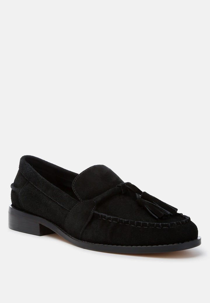 tassels detail suede loafers by ruw#color_black