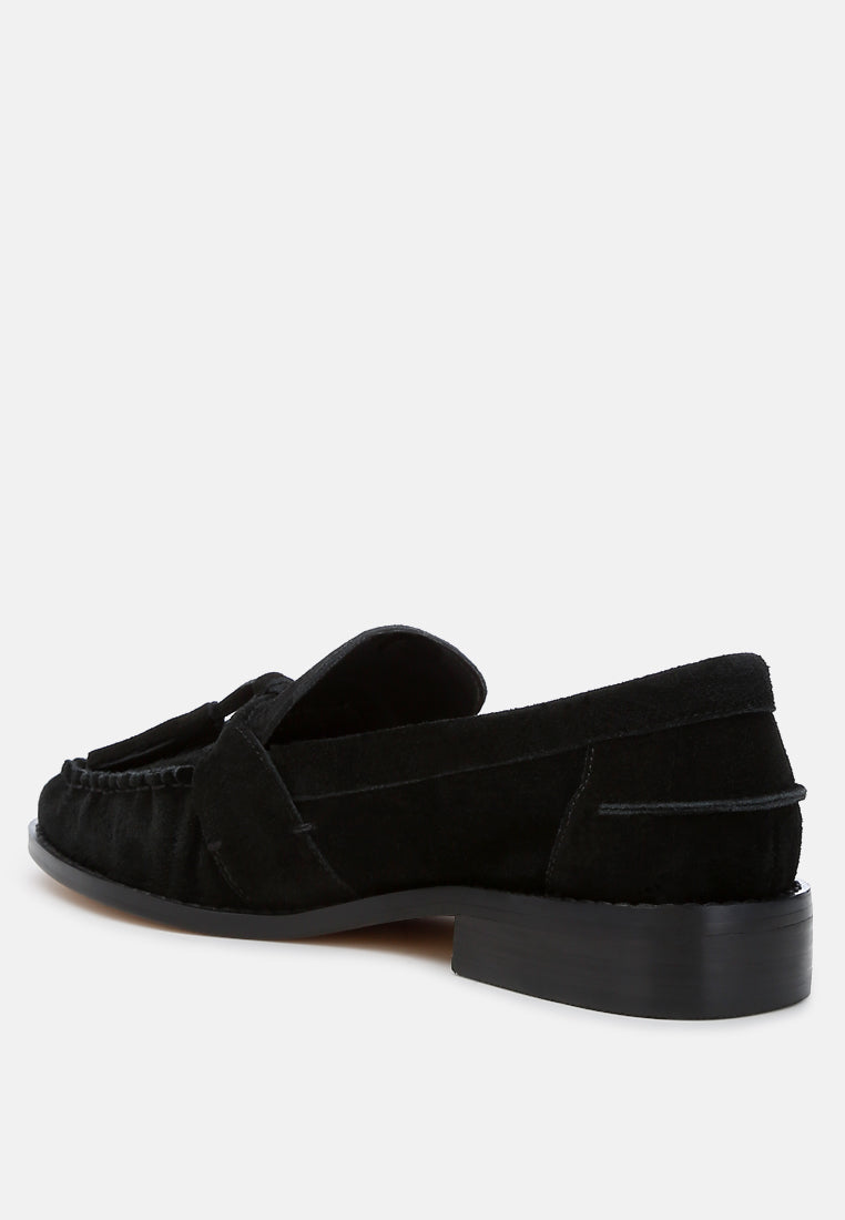 tassels detail suede loafers by ruw#color_black