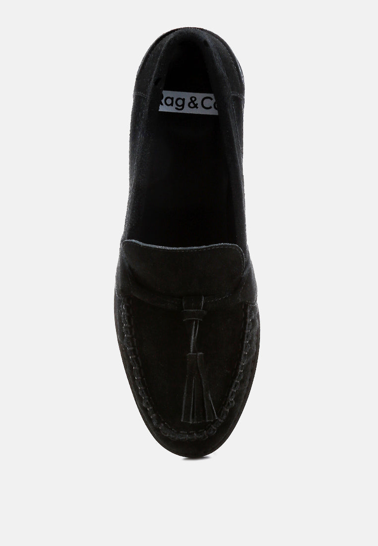 tassels detail suede loafers by ruw#color_black