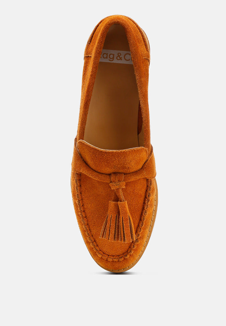 tassels detail suede loafers by ruw#color_tan