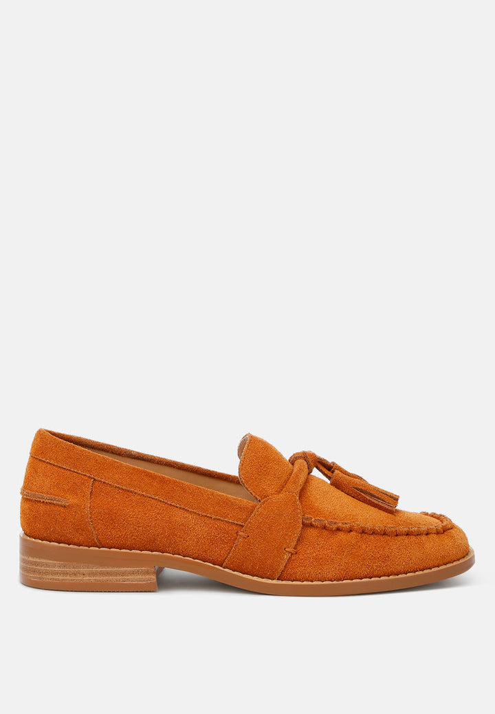 tassels detail suede loafers by ruw#color_tan