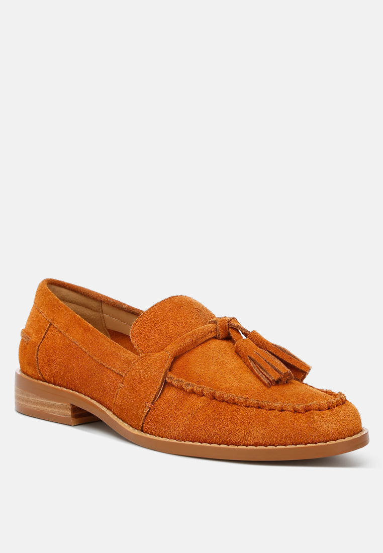 tassels detail suede loafers by ruw#color_tan