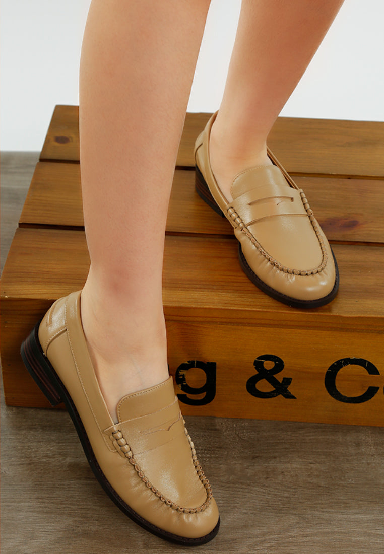 genuine leather loafers by ruw color_beige