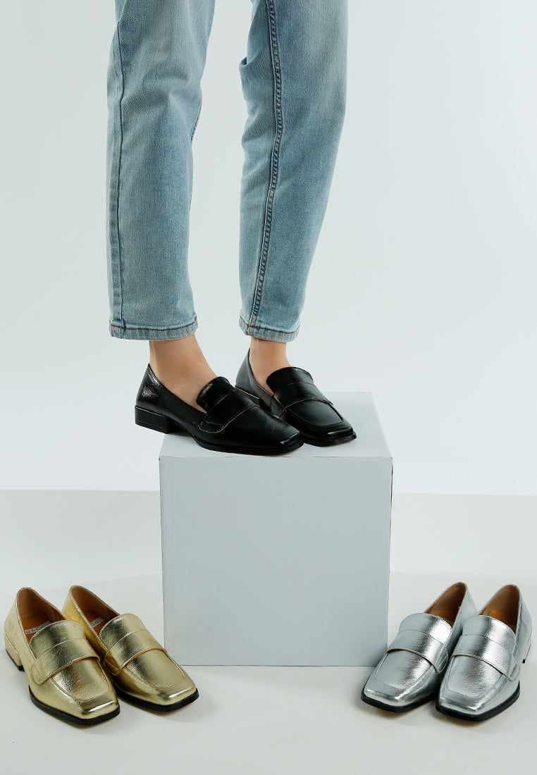 metallic penny loafers by ruw
#color_black