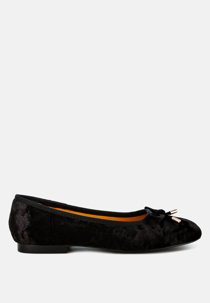 velvet bow ballerinas by ruw color_black