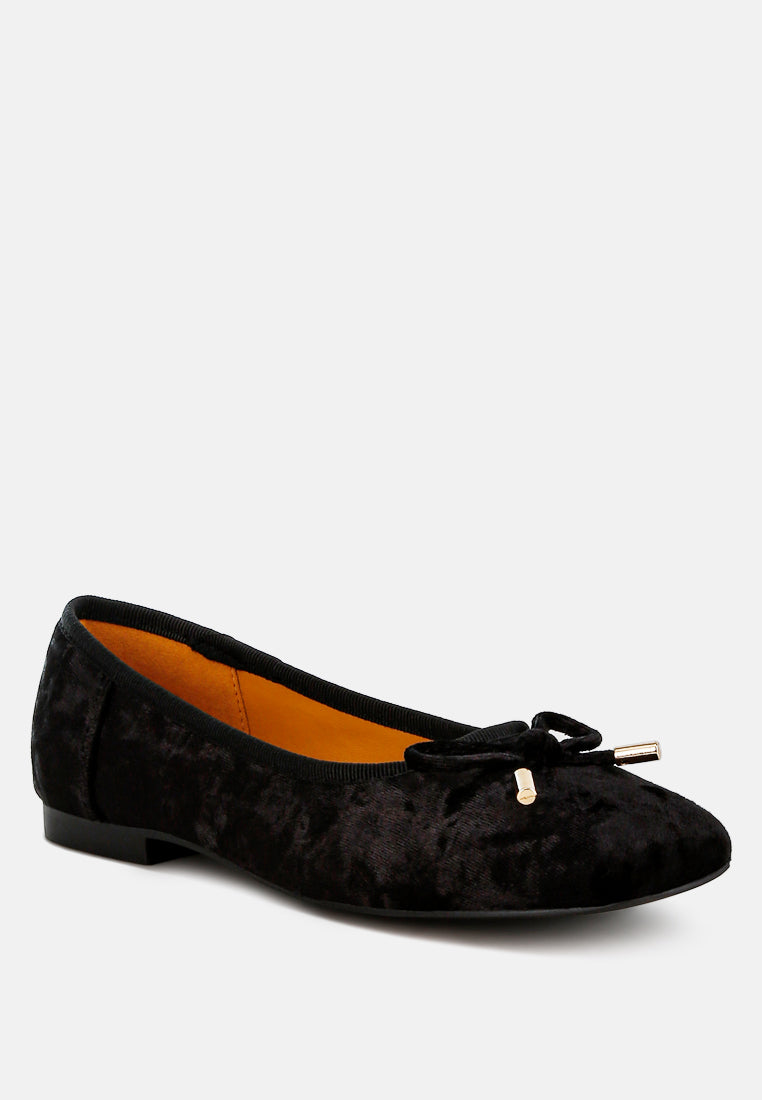 velvet bow ballerinas by ruw color_black