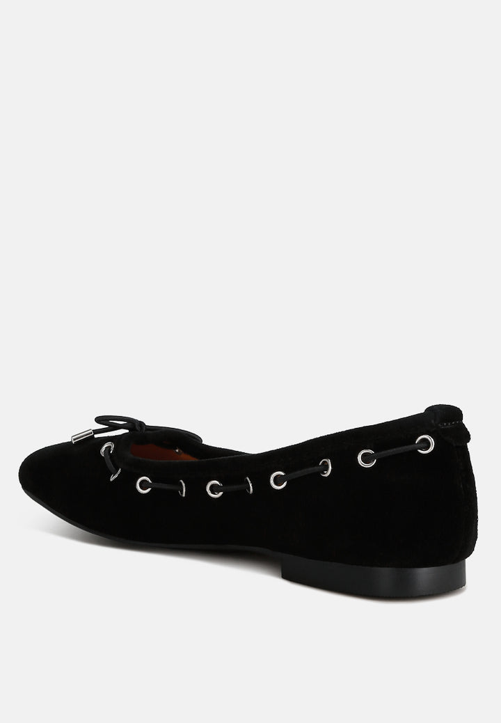 micro suede bow ballerinas by ruw color black