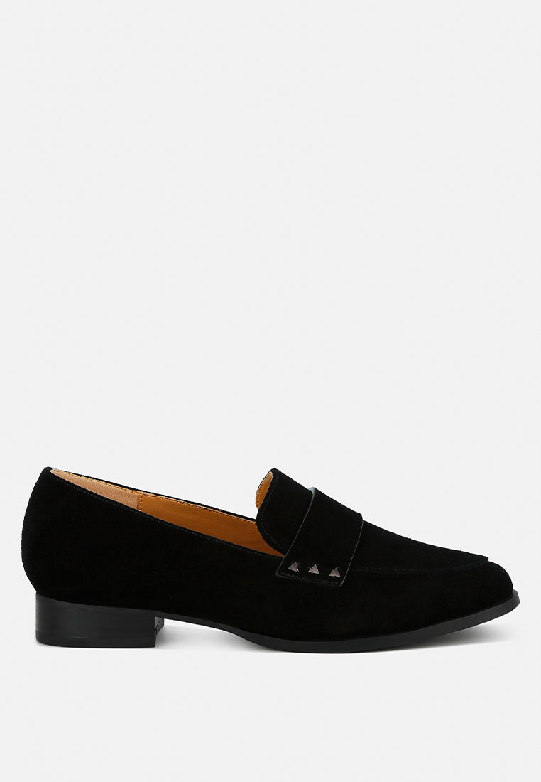 studded suede loafers by ruw color_black