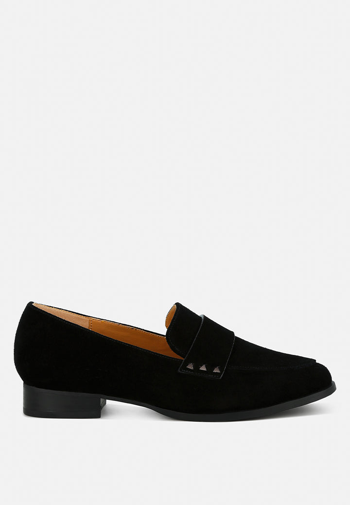 studded suede loafers by ruw color_black