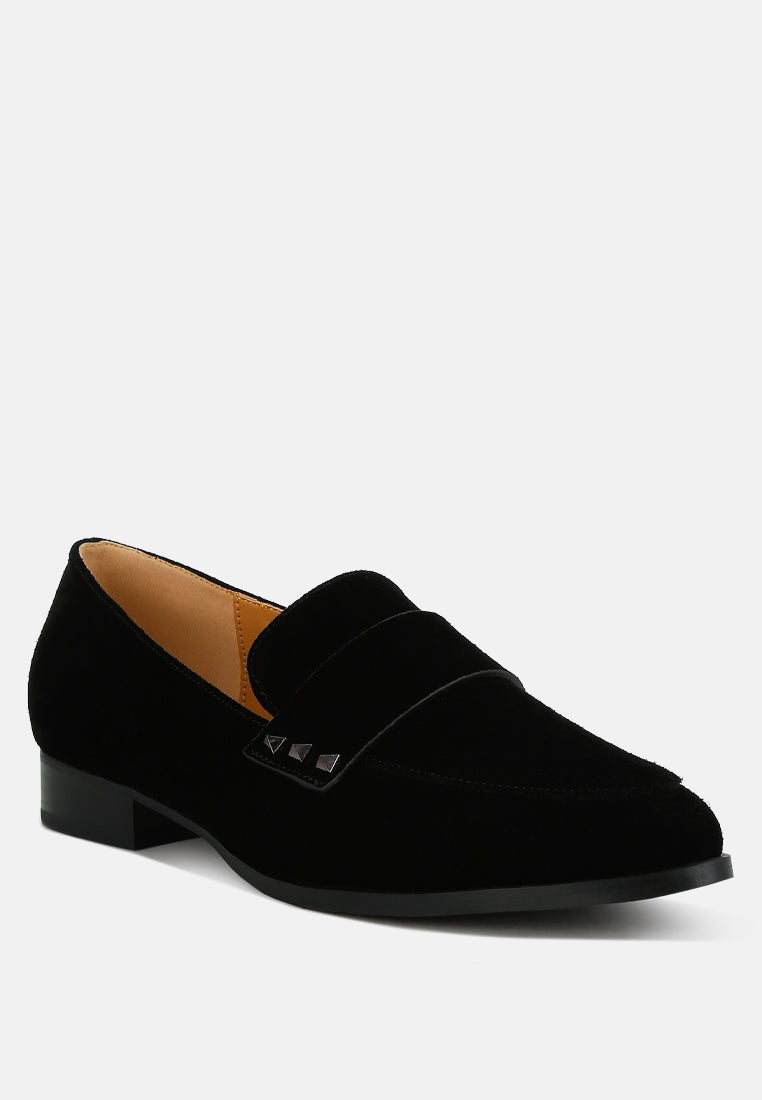 studded suede loafers by ruw color_black