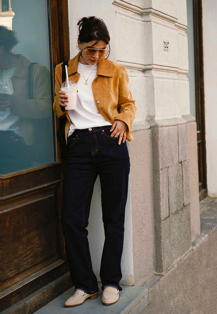 studded suede loafers by ruw color_sand